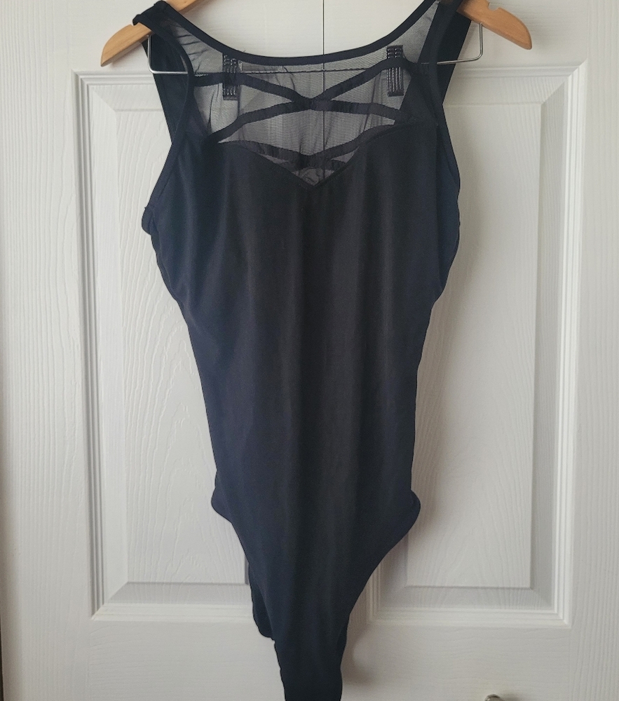 Kathy Ireland Black Mesh One Piece Swimsuit